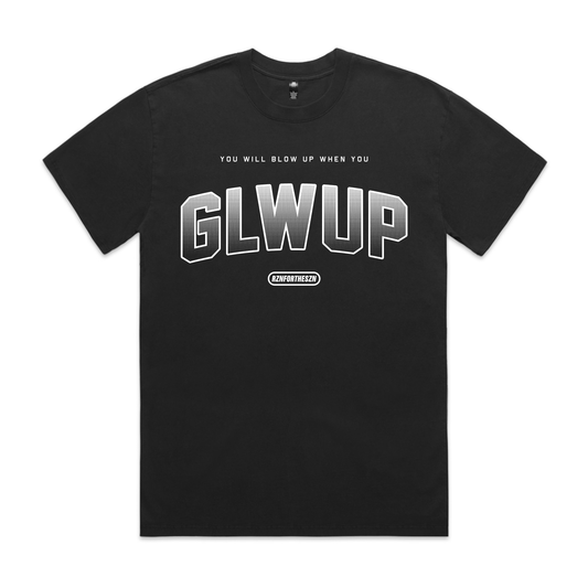 GLWUP Oversized Tee - White, Faded Black - Men's