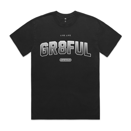 GR8FUL Oversized Tee - White, Faded Black - Men's