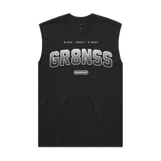 GR8NSS Oversized Tank - White, Faded Black - Men's