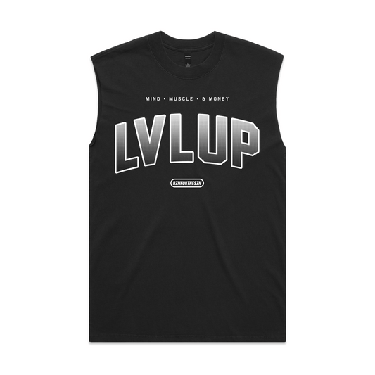 LVLUP Oversized Tank - White, Faded Black - Men's