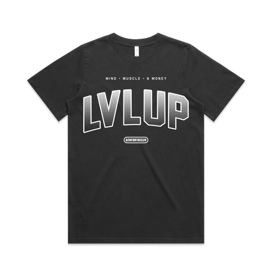 LVLUP Oversized Tee - White, Faded Black - Women's